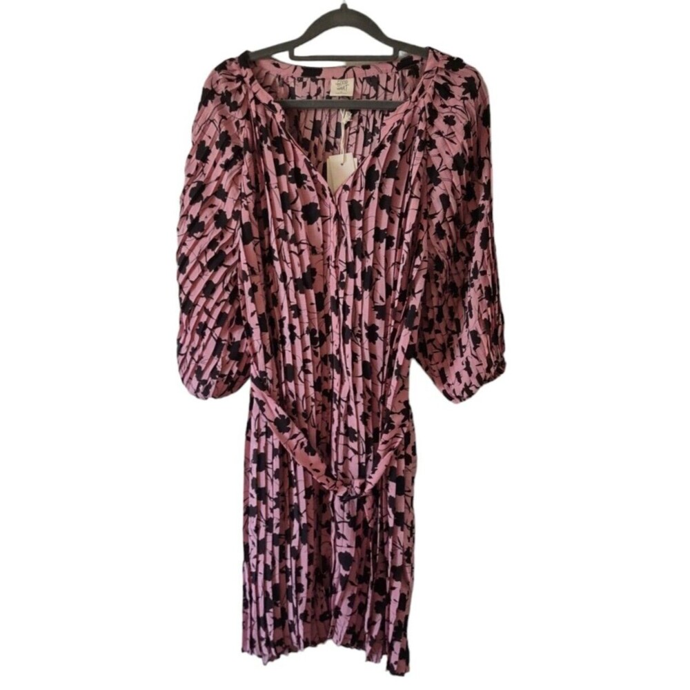 Good Hart Matilda Jane Purple Black Dress Womens Pleated Button Front Holiday
